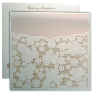 Online lasercut wedding cards, white metallic based card